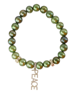 Green Pearl Peace Bracelet