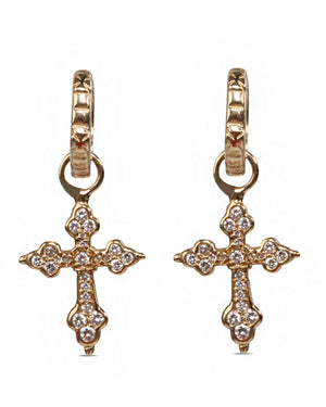 Mini Diamond Gothic Cross Earrings