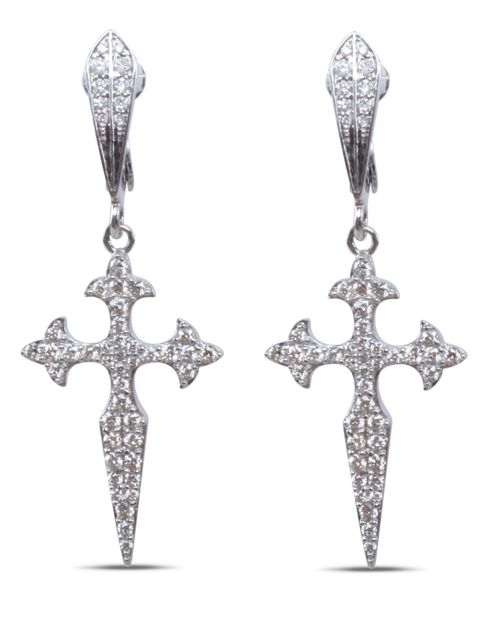 Pavé Diamond FDL Cross Earrings
