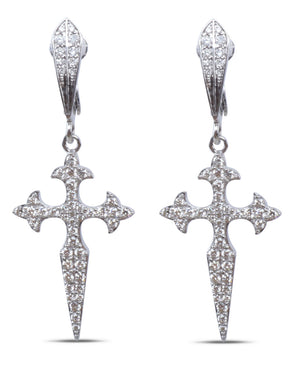 Pavé Diamond FDL Cross Earrings