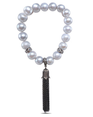 Pearl and Diamond Tassel Bracelet