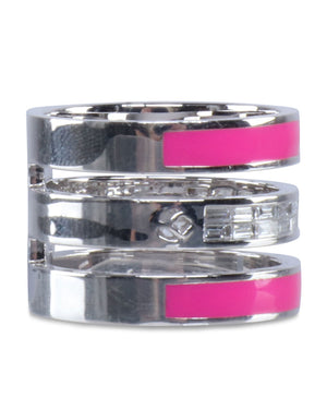 Pink Enamel and Diamond Ring