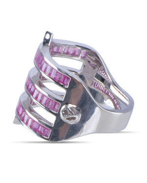 Pink Sapphire Triple Band Gothic Ring