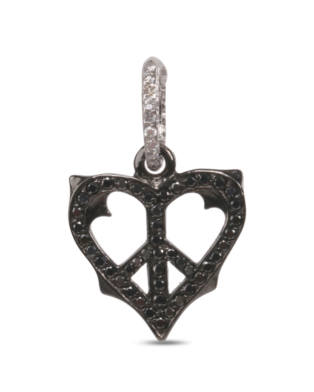 Small Diamond Peace Sign Heart Pendant