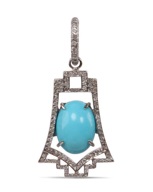 Small Turquoise and Diamond Art Deco Pendant