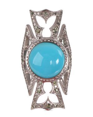 XL Diamond and Turquoise Maltese Cross Ring