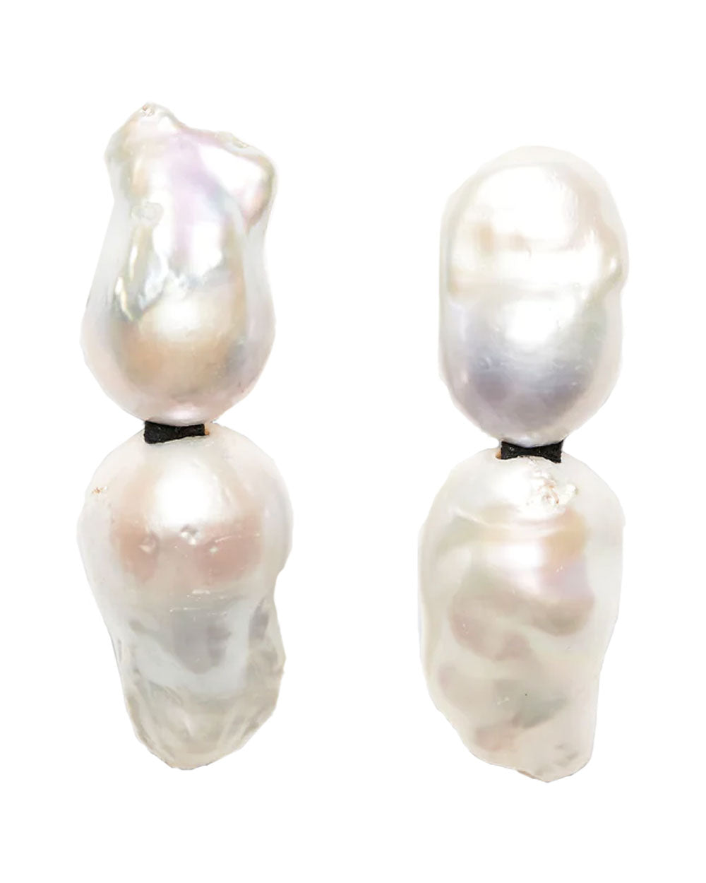 Baroque Pearl Double Drop Clip On Earrings