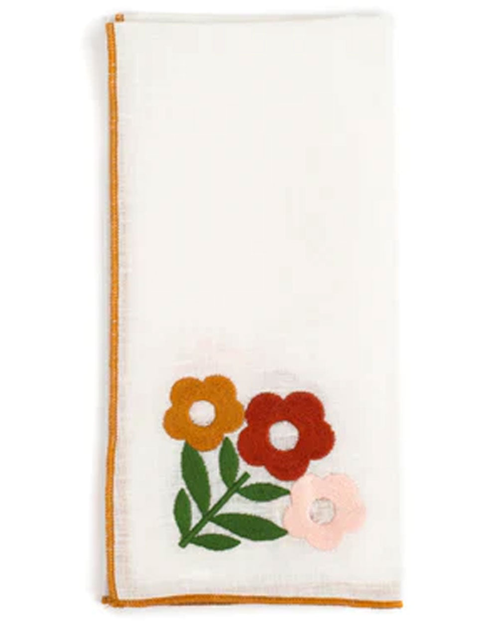 Floral Embellished Linen Napkins in Amber