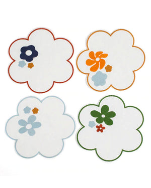 Floral Embroidered Linen Coasters