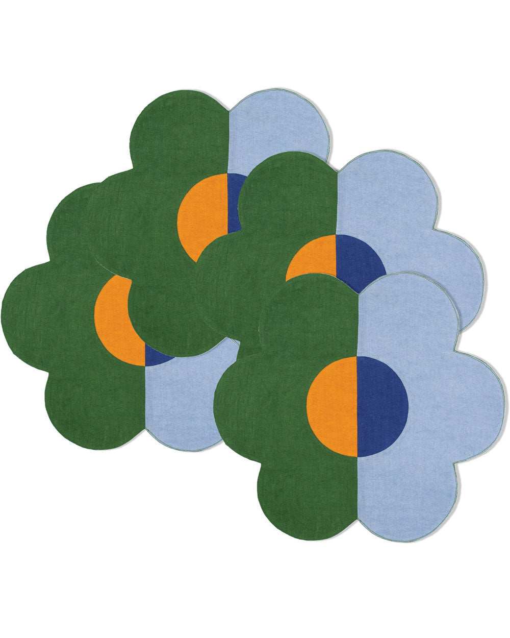 Floral Linen Patchwork Placemats in Blue and Green