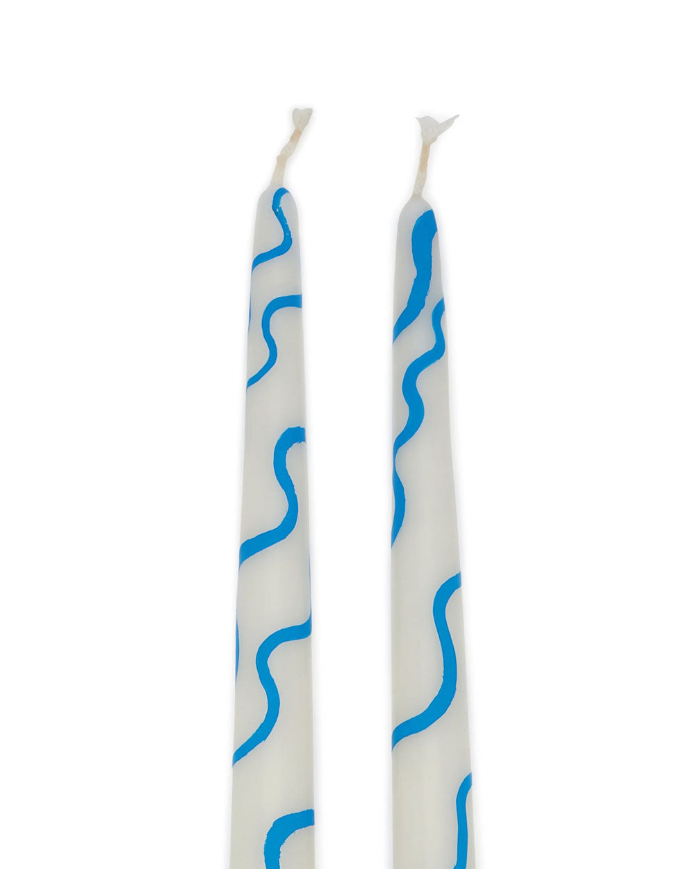 Primary Squiggle Hand Painted Candles in Blue