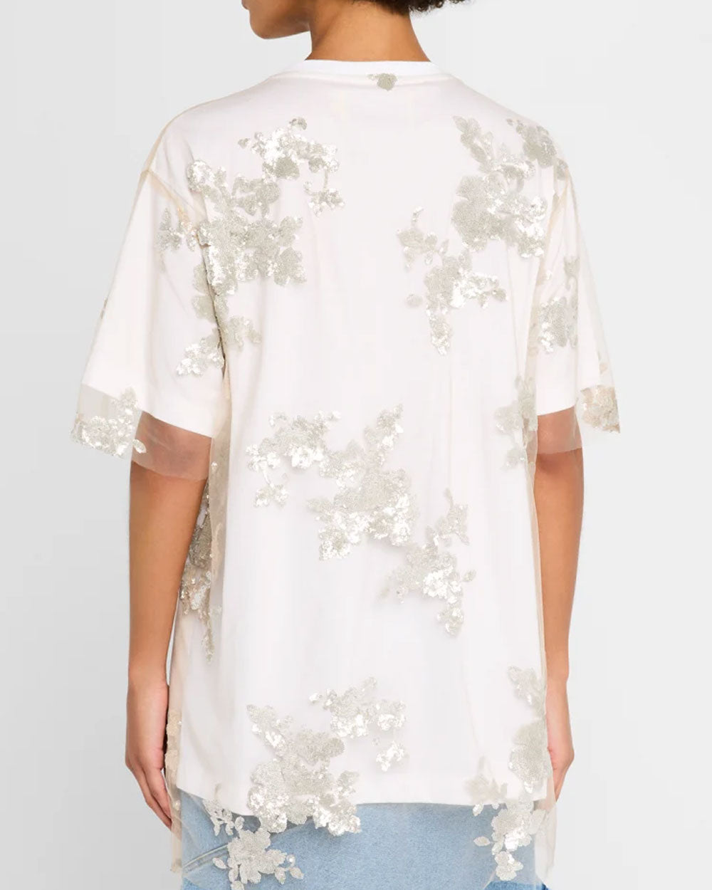 White Embroidered Relaxed T-Shirt