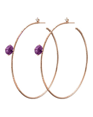 Purple Diamond Hoops