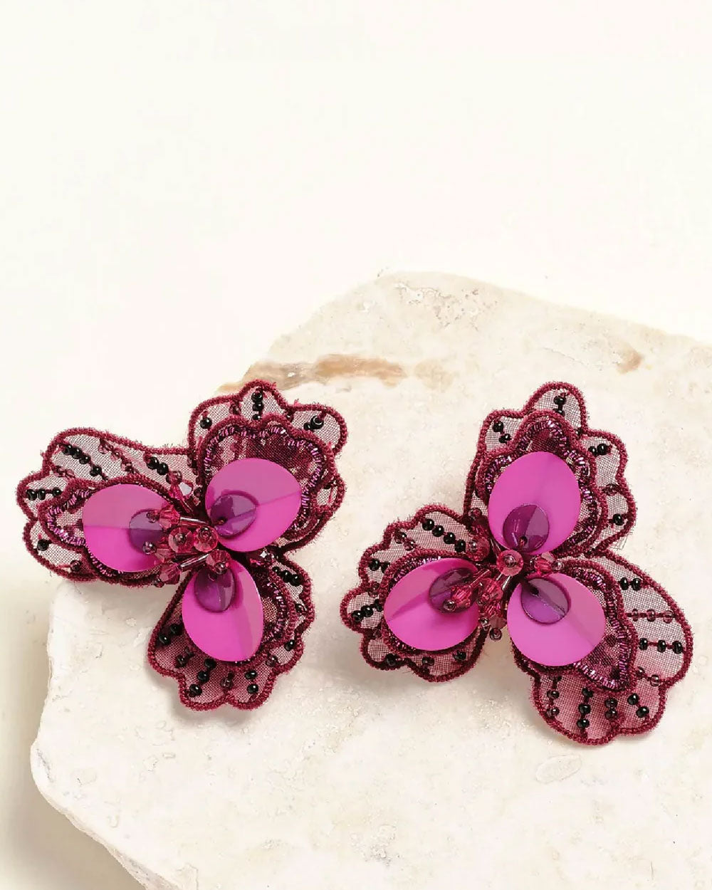 Magenta Poppy Stud Earrings