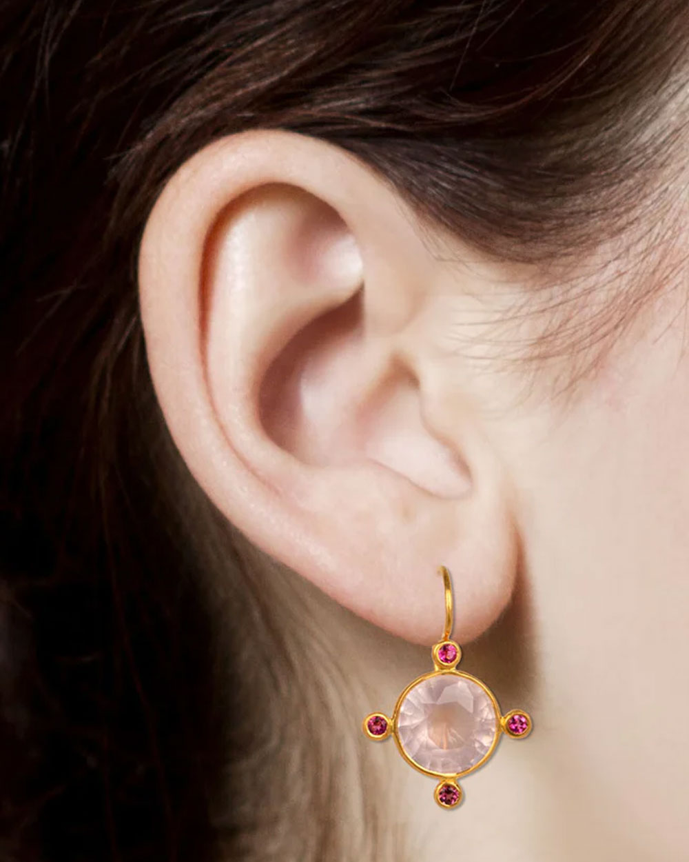 Small Rose Quartz Constantinople Earrings