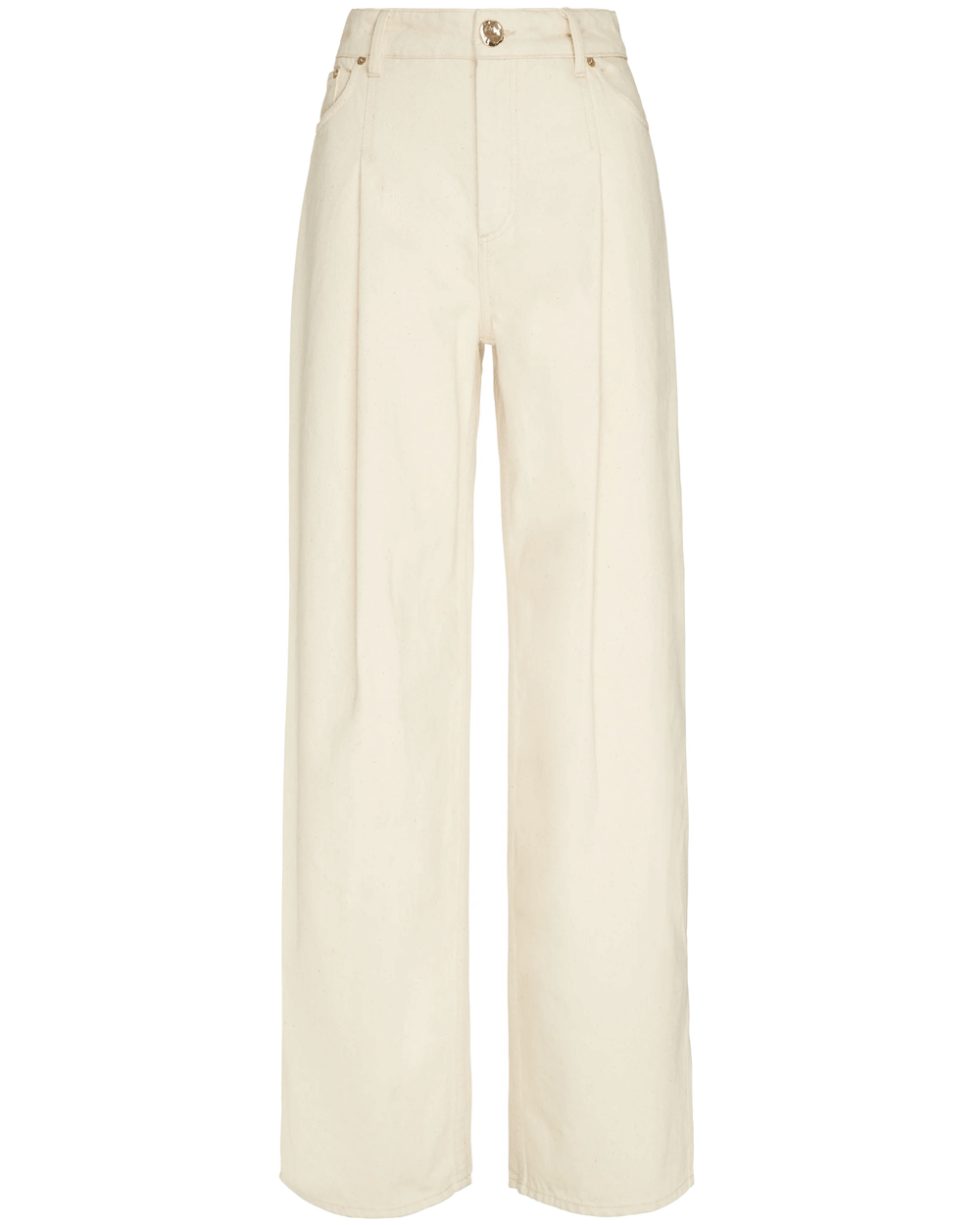 Ivory Carrie Wide Leg Pleated Jeans