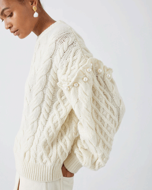 Ivory Jovy Cable Knit Sweater