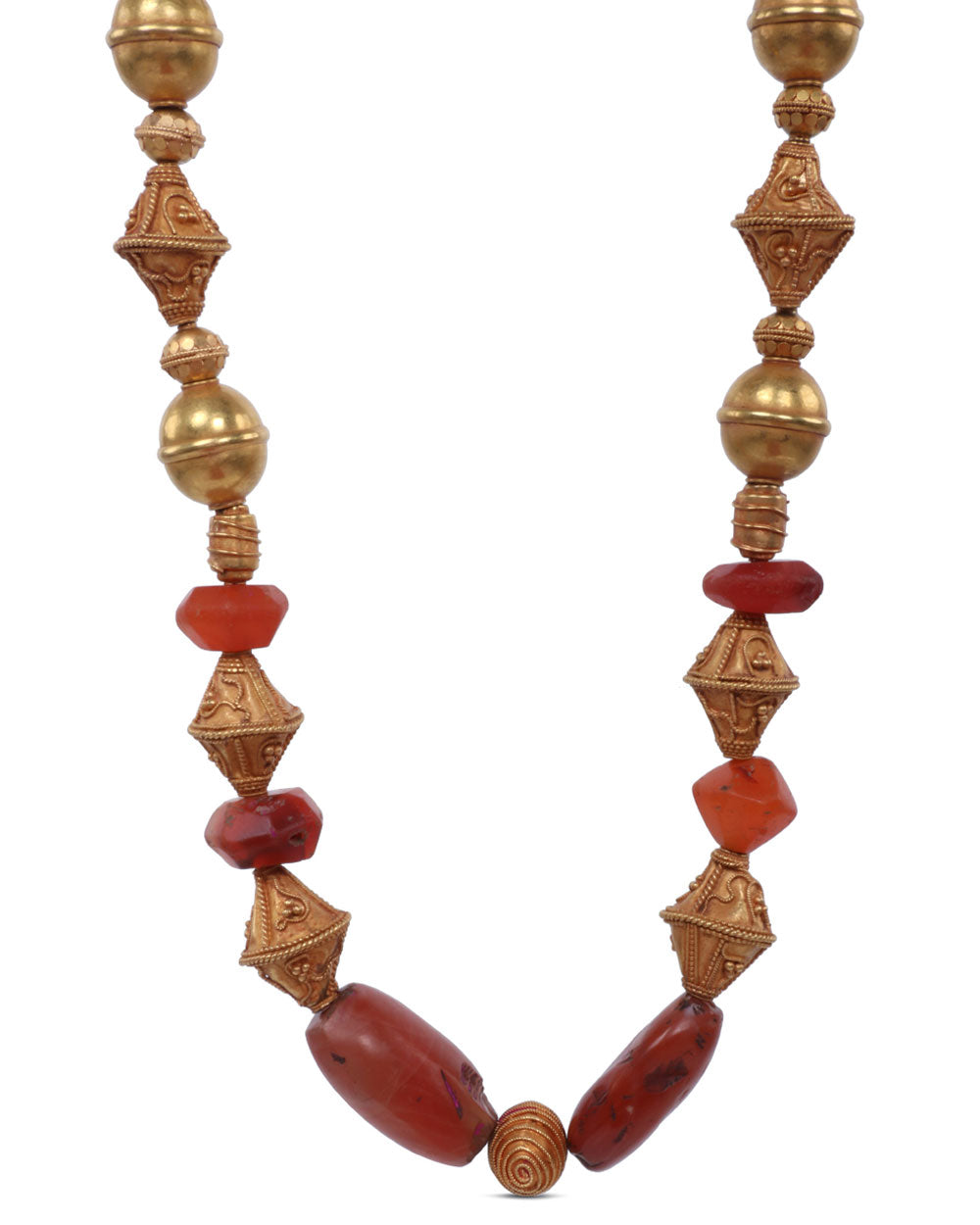 Carnelian Spacers and Byzantine Beaded Necklace