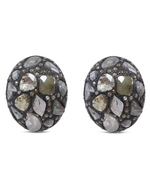 Diamond Cluster Dome Salt Earrings