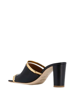 Demi 70 Nappa Leather Mule in Black and Gold