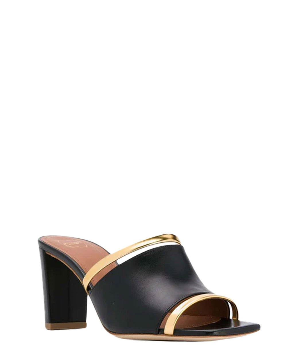 Demi 70 Nappa Leather Mule in Black and Gold