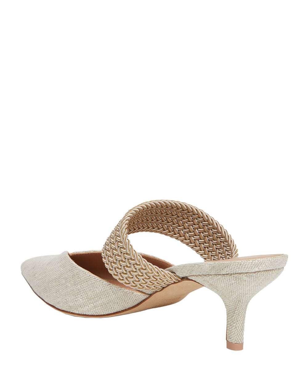 Maisie Linen Strap Mule in Cream and Beige