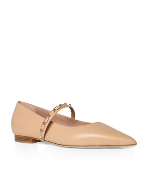 Virna Flat with Strap in Cashew