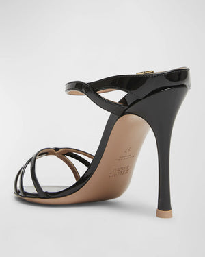 Yuna Patent Slide Sandal in Black