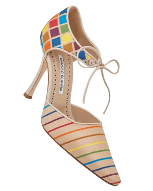 Estho Silk Ankle-Tie Pump in Multicolor