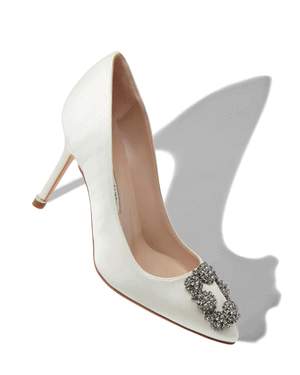 Hangisi 90 Satin Jewel Buckle Pump in Light Cream