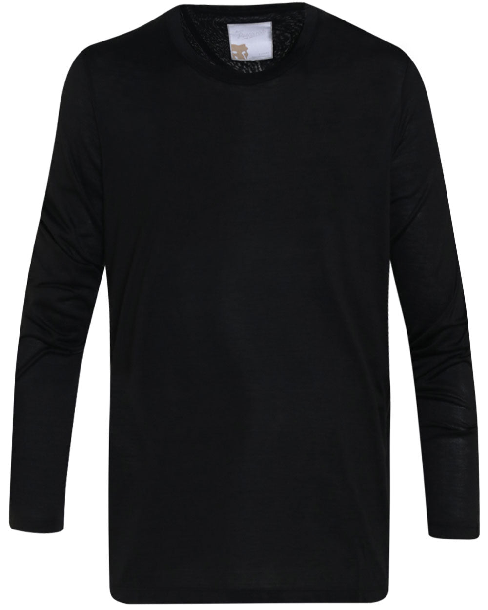Black Jersey Silk Blend Long Sleeve T-Shirt