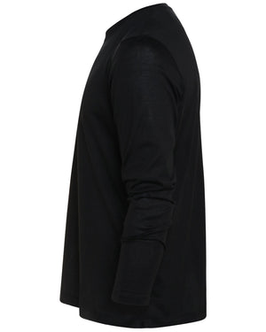 Black Jersey Silk Blend Long Sleeve T-Shirt