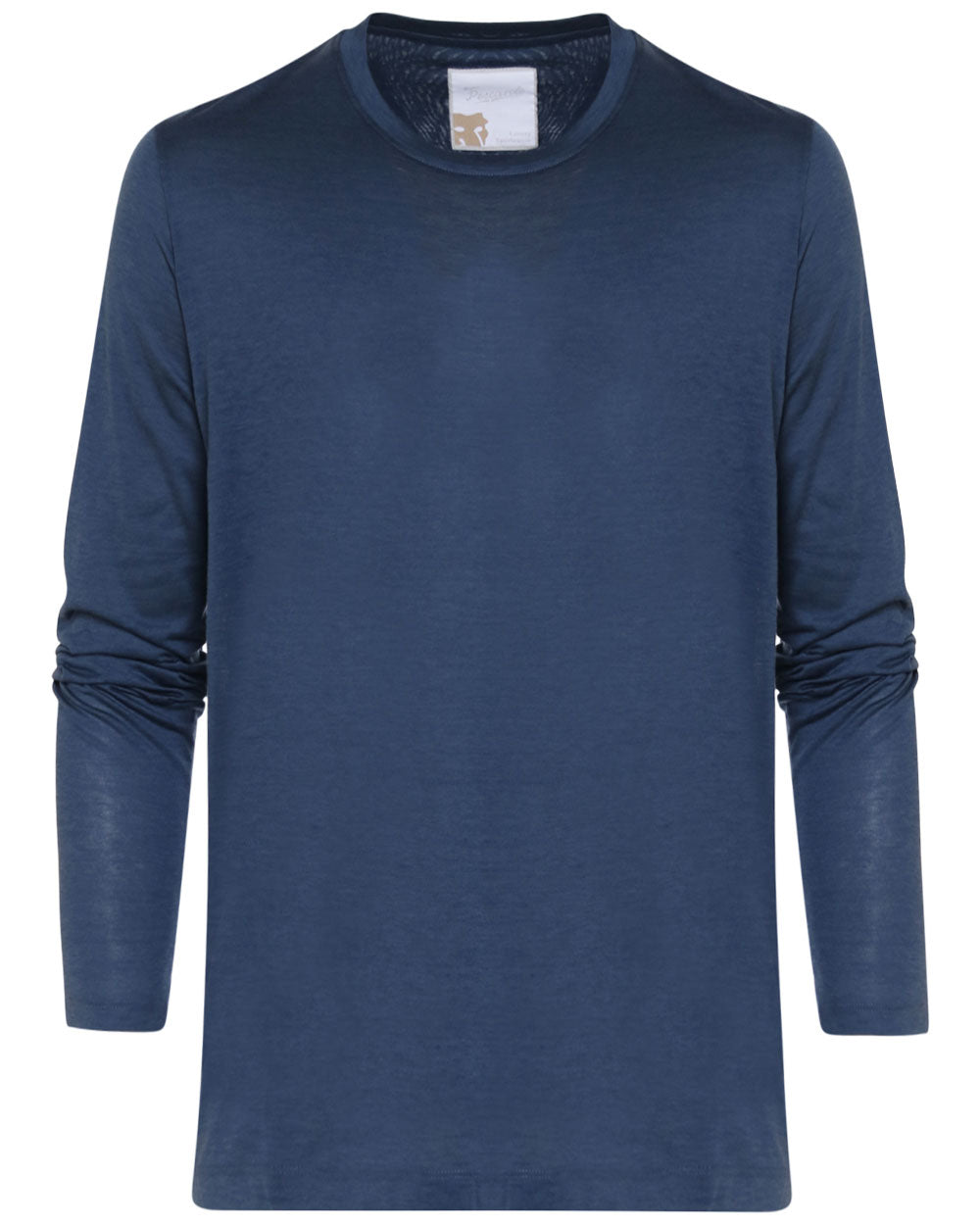 Blue Jersey Silk Blend Long Sleeve T-Shirt