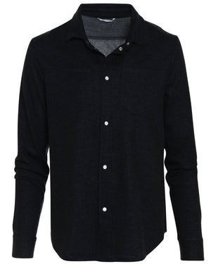 Charcoal Grey Cashmere Blend Snap Front Overshirt