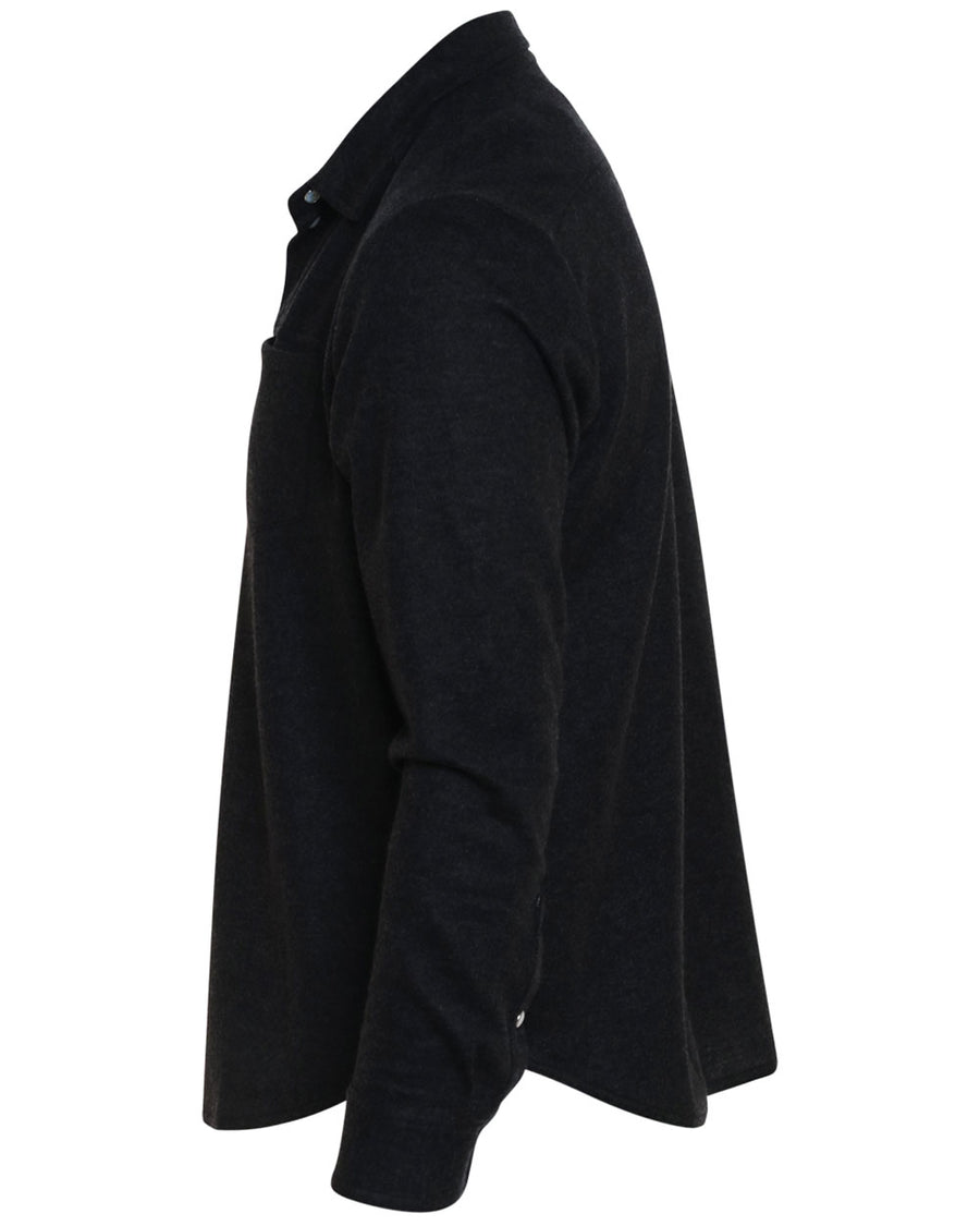Charcoal Grey Cashmere Blend Snap Front Overshirt