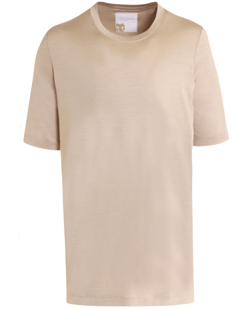 Cream Silk Blend Short Sleeve T-Shirt