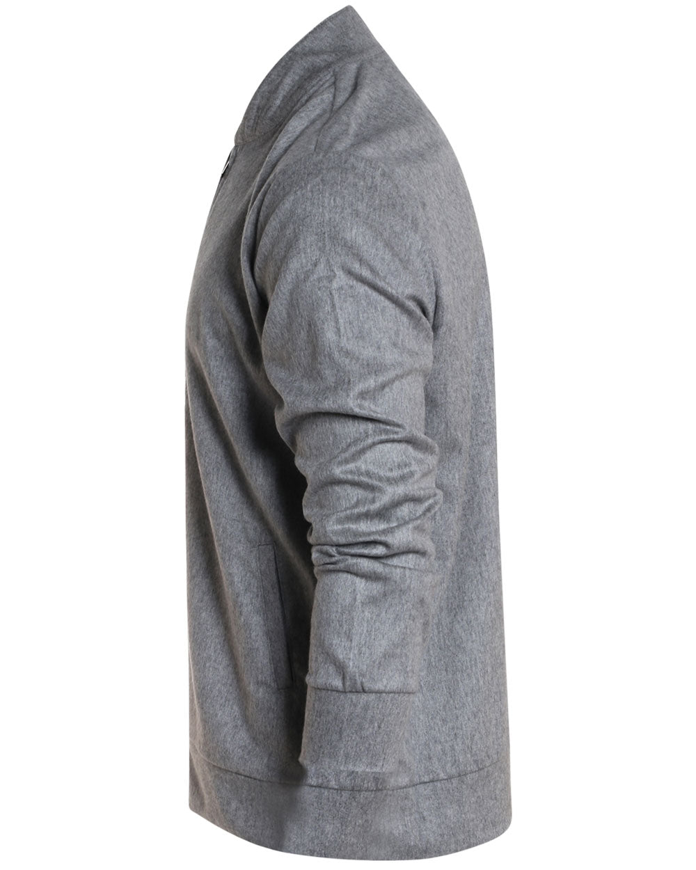 Grey Velour Cashmere Baseball Zip Front Jacket