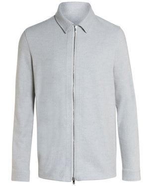 Light Grey Jersey Fleece Zip Front Short Jacket