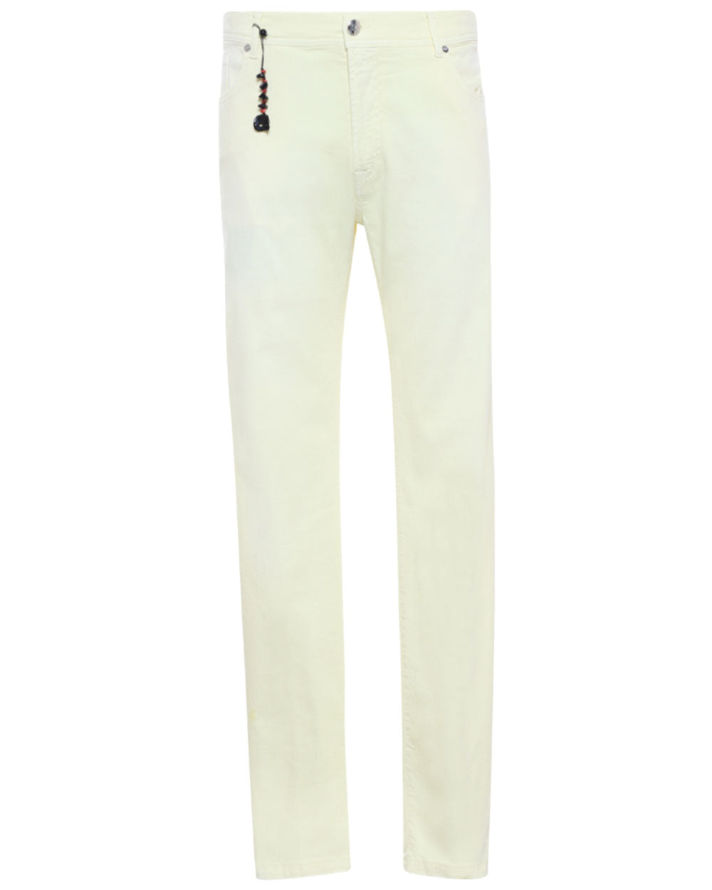 Cotton Blend Stretch Denim Pant in Light Yellow