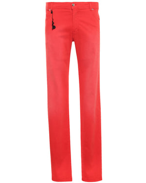 Cotton Blend Stretch Denim Pant in Red