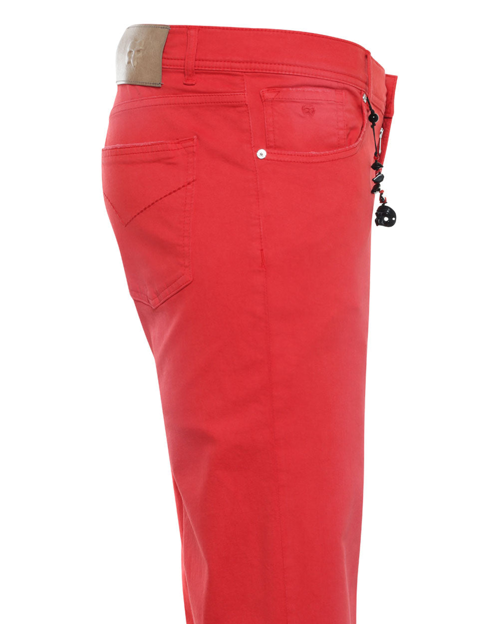 Cotton Blend Stretch Denim Pant in Red