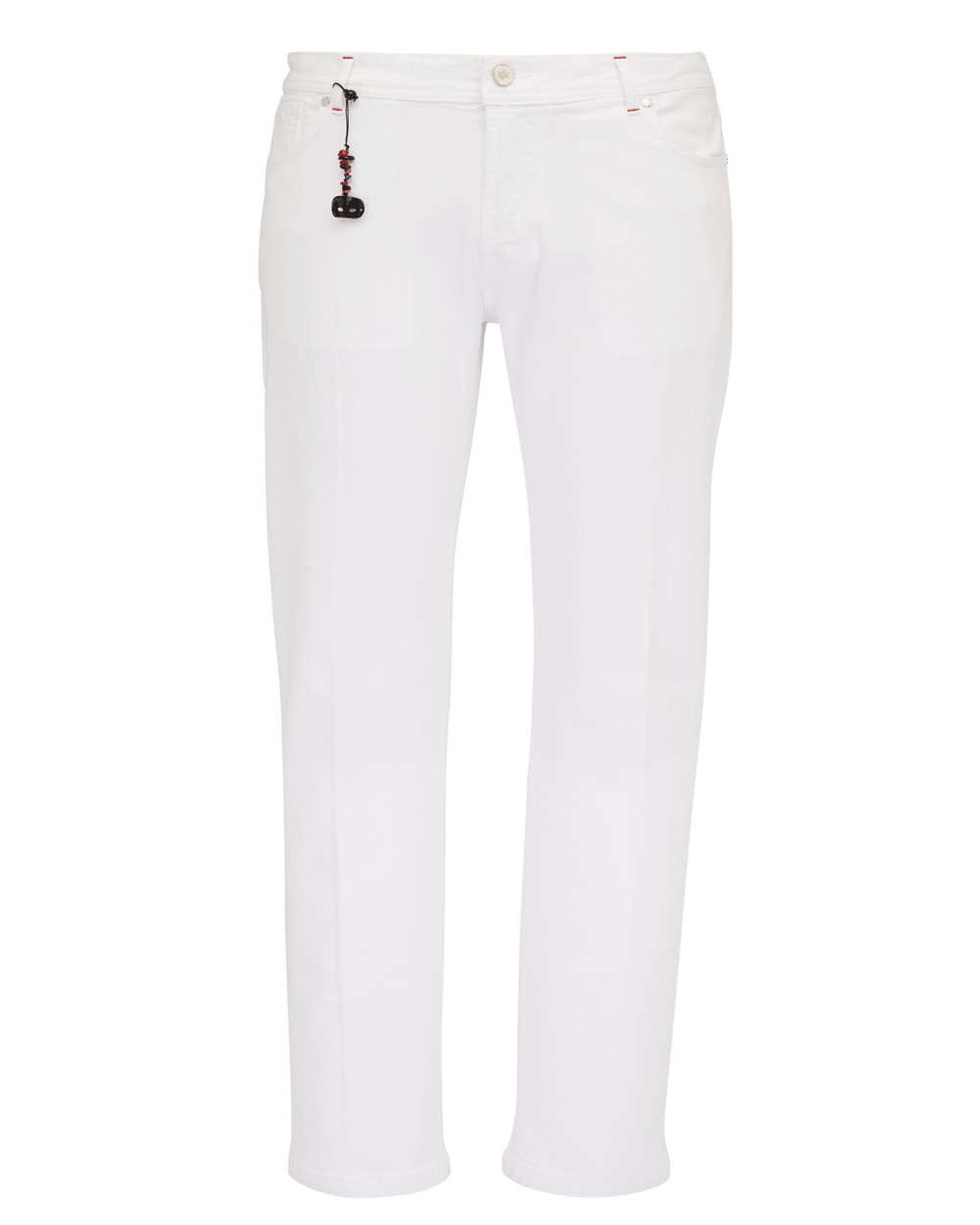 White Micro Piquet 5 Pocket Pant