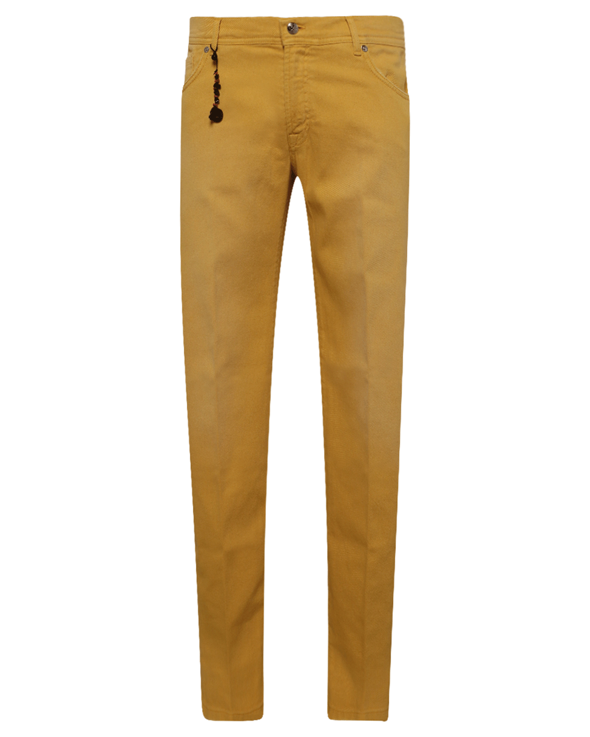 Yellow Distressed Bull Denim 5 Pocket Pant