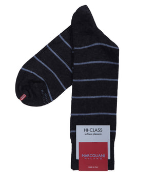 Asphalt Striped Midcalf Socks