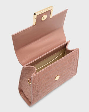 Small Michelle Top Handle Bag in Ash Rose
