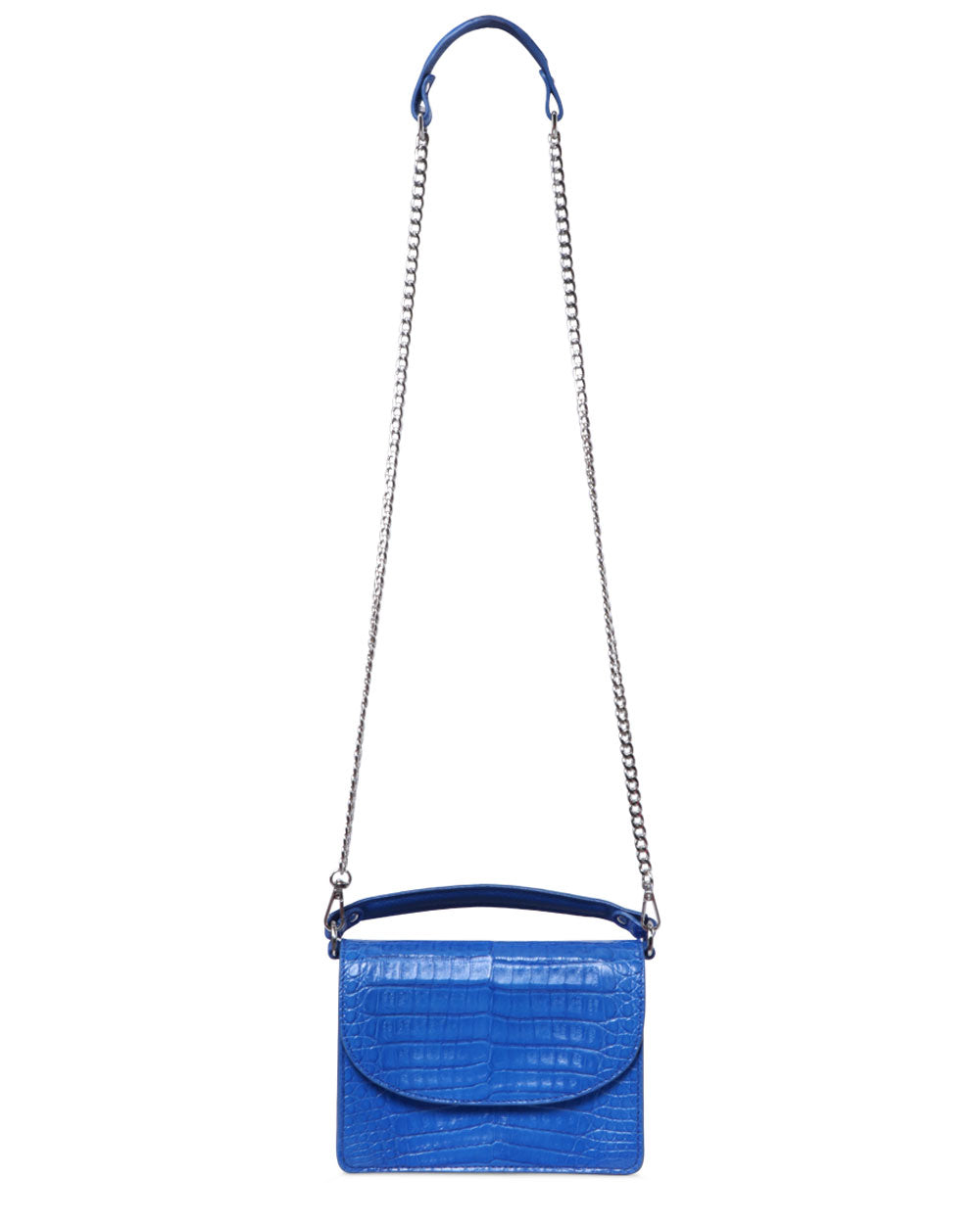 Valencia Crocodile Crossbody Bag in Blue