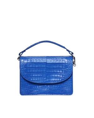 Valencia Crocodile Crossbody Bag in Blue