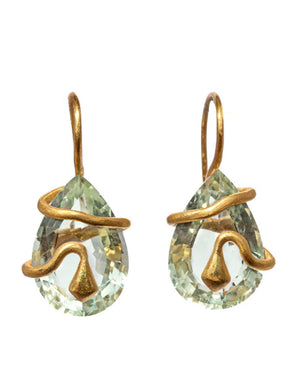 Green Quartz Snake Earrings