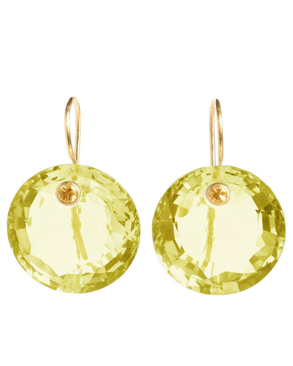 Large Lemon Quartz and Yellow Sapphire Gem Earrings