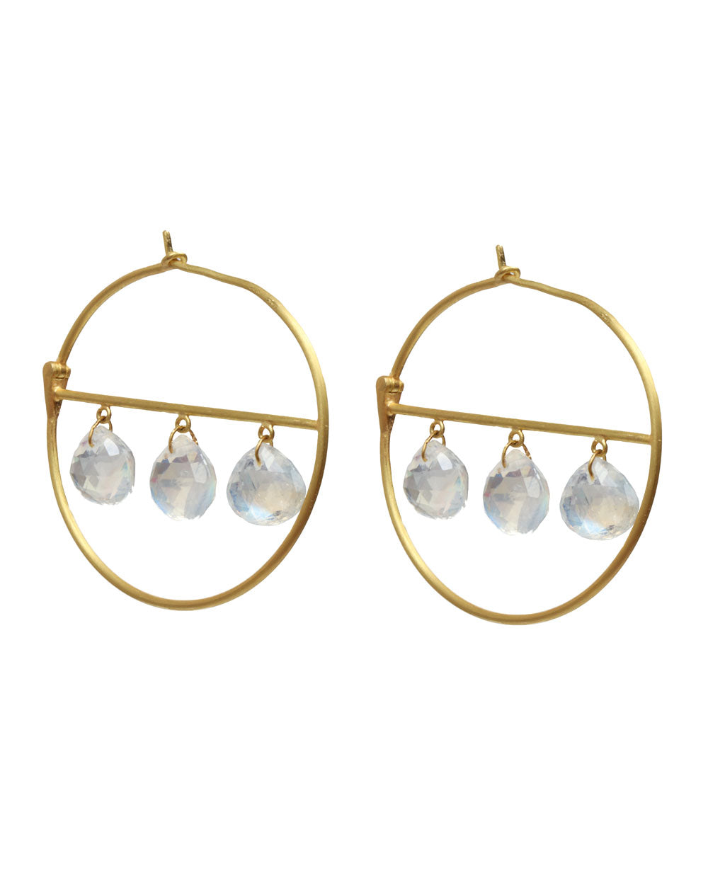 Rainbow Moonstone Hoop Earrings